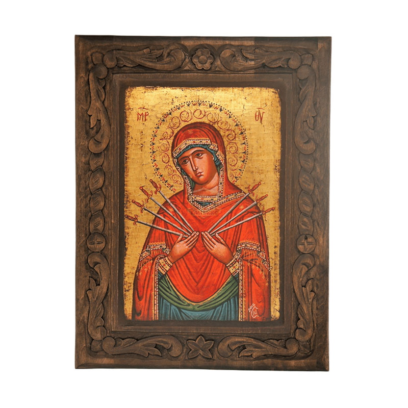 eikonaxylo ΕΙΚΟΝΑ ΖΩΓΡΑΦΙΚΗ ΣΕ ΞΥΛΟ ΠΑΝΑΓΙΑ ΕΠΤΑΣΠΑΘΗ 20Χ26ΕΚ. - Image 1